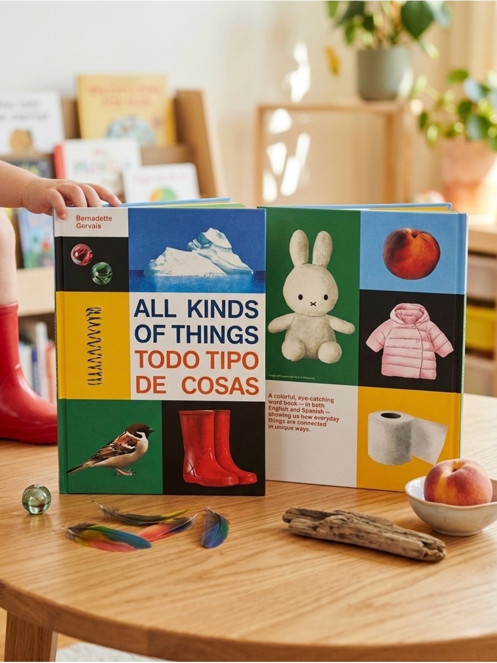 All Kinds of Things Bilingual Board Book - Colorful Green/Blue Cover